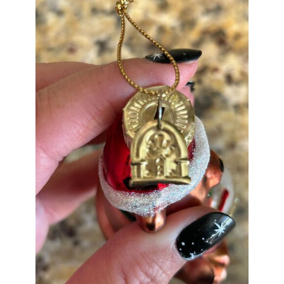 Vintage Thomas Pacconi Hand Blown Teddy Bear Christmas Tree Ornament With Santa - Picture 5 of 5